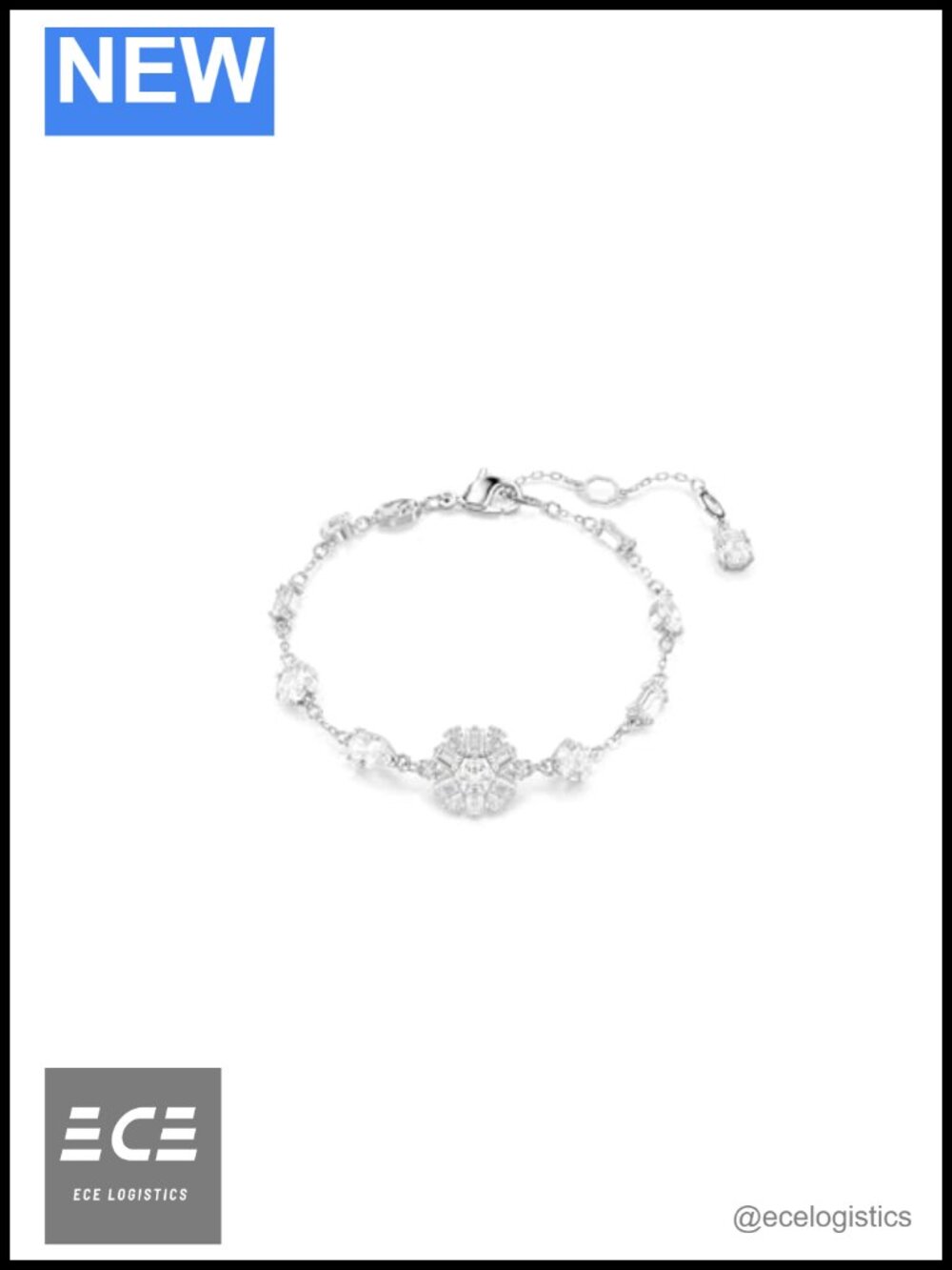 Swarovski Idyllia Bracelet Rhodium Plated Snowflake Chain Adjustable
